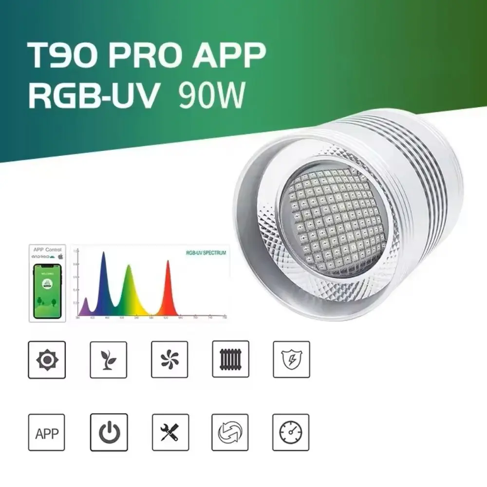 

WEEK AQUA T90 PRO APP RGB + UV 90 Вт Потолочный светильник для аквариума с затемнением, светодиодный светильник для водного света с подставкой, лампа для водной травы и растений