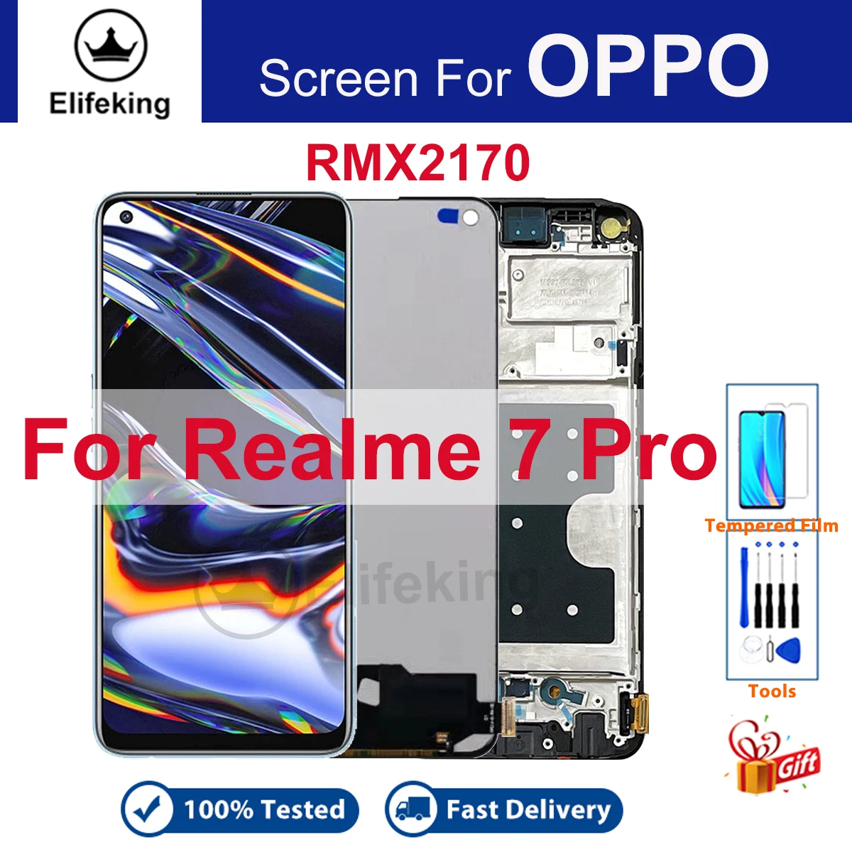 

LCD For OPPO Realme 7 Pro Display RMX2170 Screen Touch Panel Digitizer Replacement Parts with Frame 100% Tested No Dead Pixels