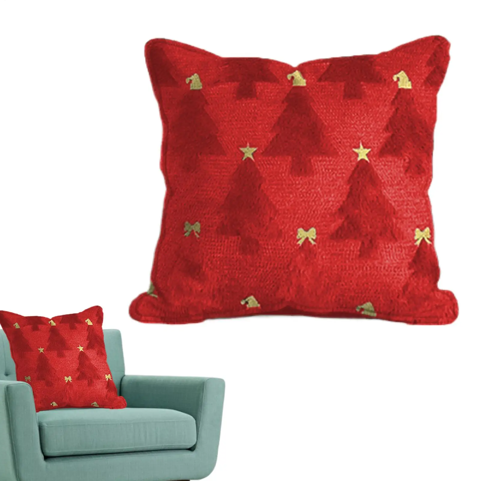 Christmas Tree Throw Cushion Pillow Case 18x18 Inch Soft Plush Pillow Case Christmas Theme Pattern Christmas Pillow Cover