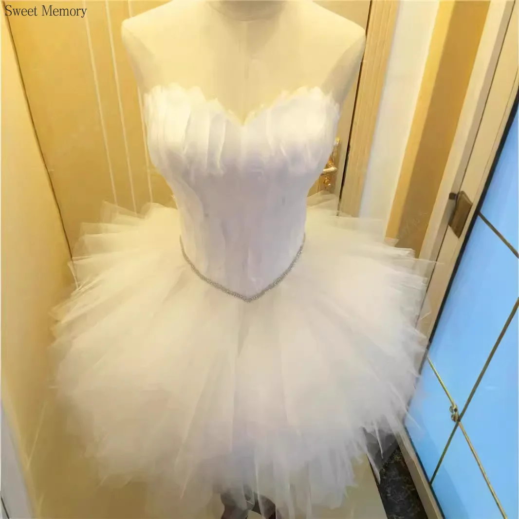 Customized A8128 Cocktail Party Dress Ball Gown Strapless Clothes Sweet Memory Feather Evening Dress Birthday Bridal Dresses