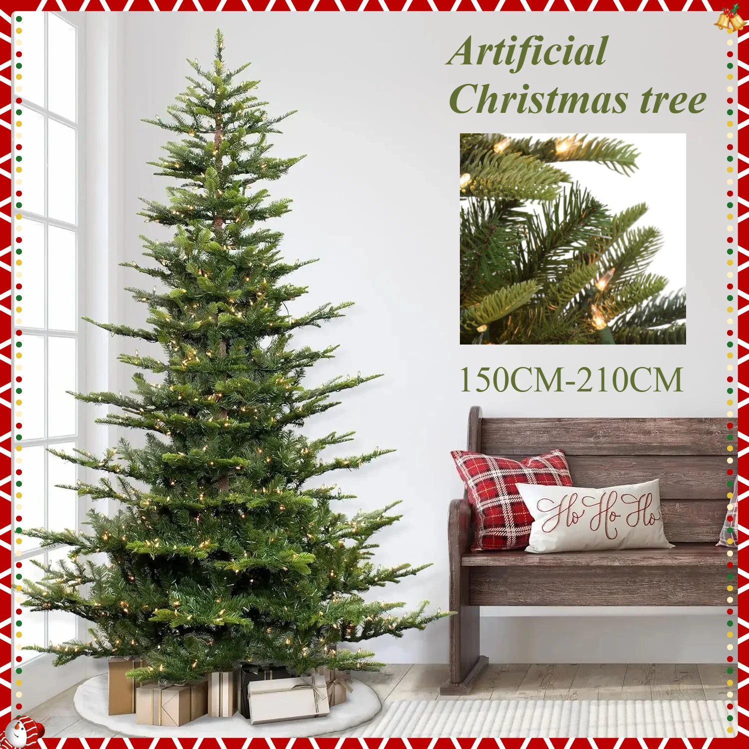 Large Christmas Tree Artificial Encryption Christmas Tree with Lights 150CM-210CM Family Party Christmas Atmosphere Decoration