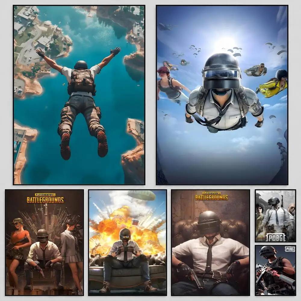 Game PUBG Battlegrounds Poster Self Adhesive PP Wall Art HD Gaming Room Bedroom Living Room Decor Apartment Gift