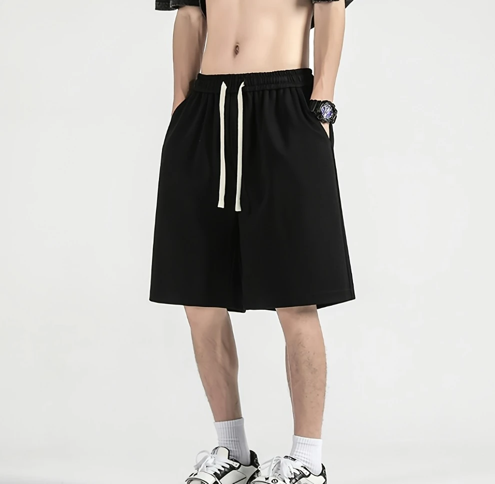 

Men's Summer Outdoor Casual Shorts: Loose fit, elastic waistband with drawstring, two side pockets for moisture-wicking sports