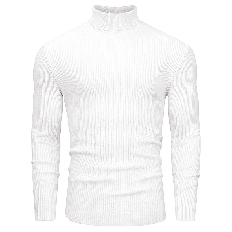 New Men\'s Slim Fit Turtleneck Sweater Casual Twist Patterned Pullover Knitted Sweaters Autumn Long Sleeve Stripe Streetwear