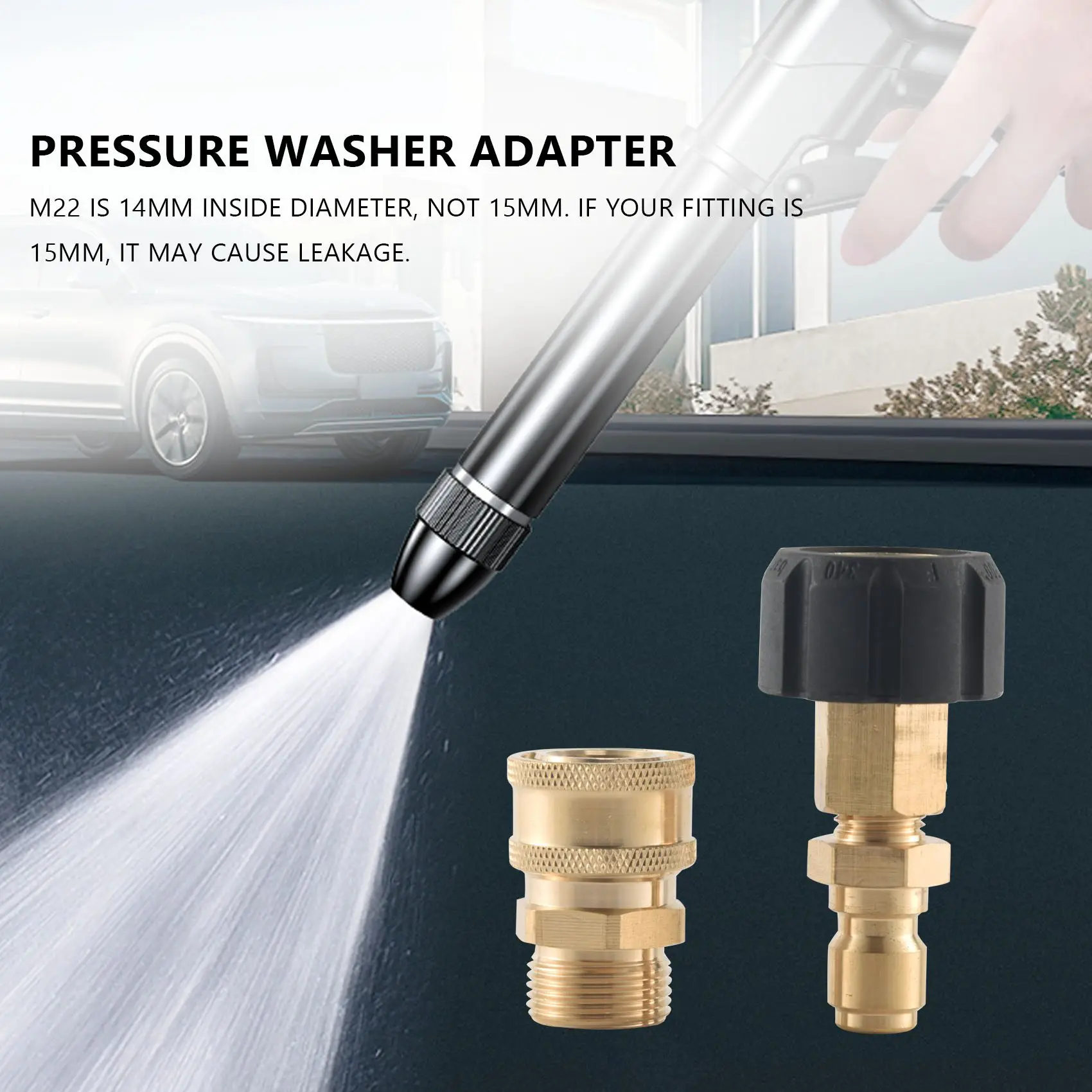 ScrewPressure Washer Adapter Set Quick Connector M22 14mm Swivel To M22