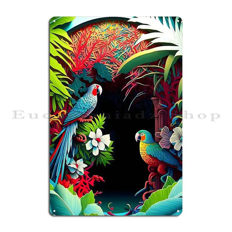 Picture Composition On Parrot Metal Plaque Party Plaques Personalized Character Club Tin Sign Poster