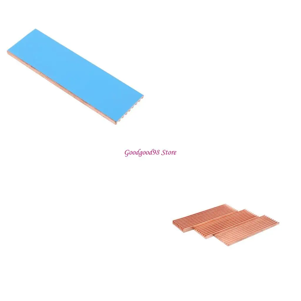 Copper Heatsink Cooler Heat Sink Thermal Conductive Adhesive for M.2 2280 PCI-E NVME SSD W8EC