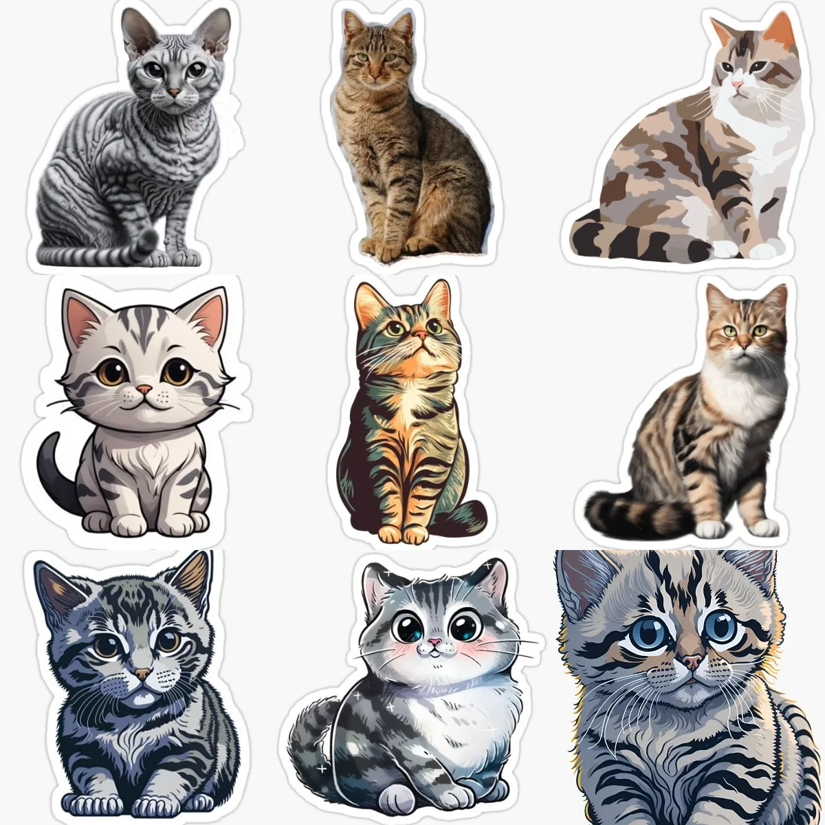 Cute Cat American Shorthair PVC Waterproof Stickers for Decorate Car Room Wall Van Truck Window Table Decal Accessories