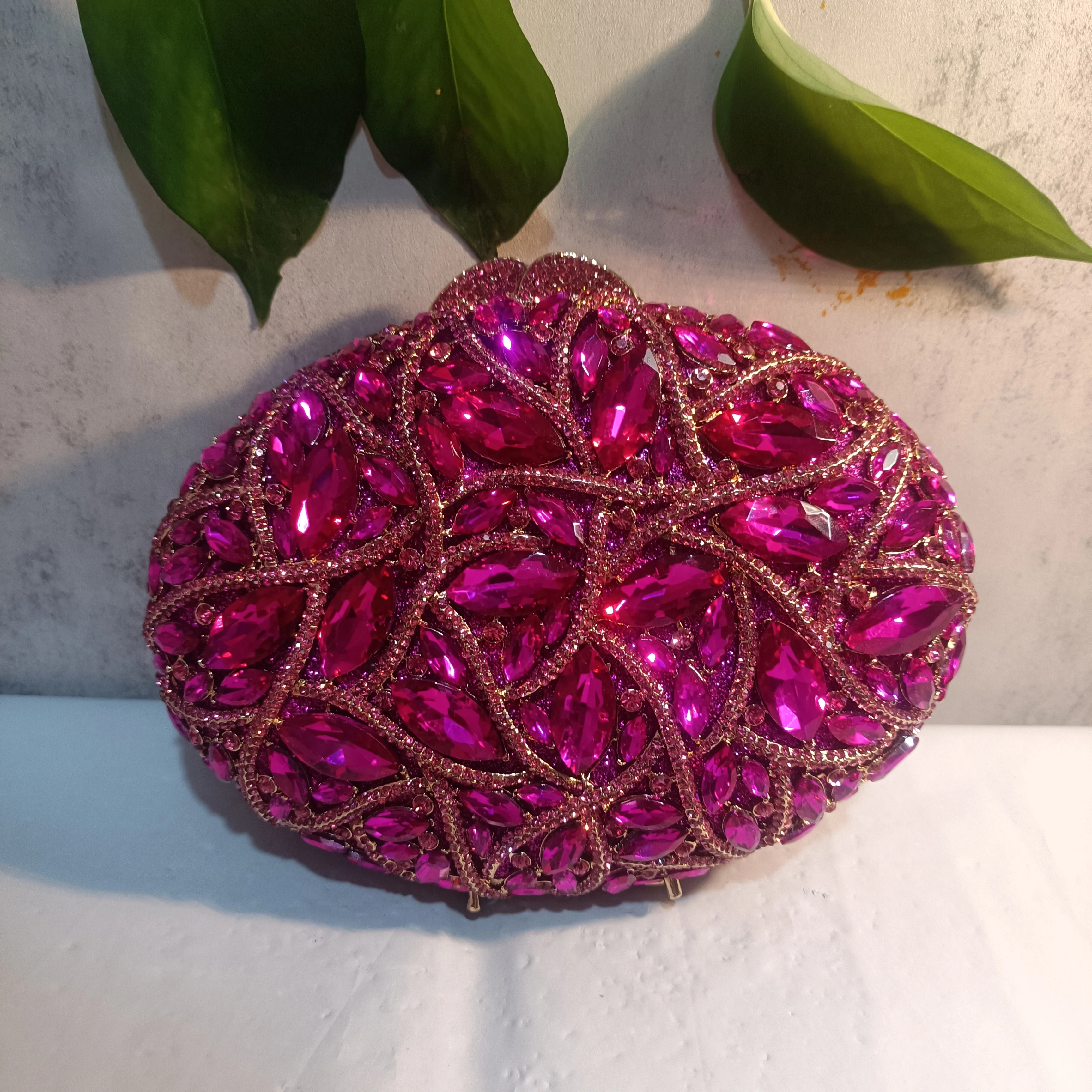 

Женский Свадебный Кошелек Fushia с драгоценными камнями, вечерние кошельки, женский роскошный ярко-розовый клатч с кристаллами, кошелек, искусственные клатчи для невесты