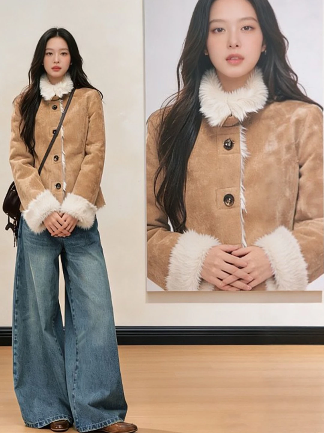 

Ретро-роскошное пальто из меха и шерсти с пэчворком, длинное, женское, для путешествий, повседневной носки, дома, поездок на работу, деловых встреч