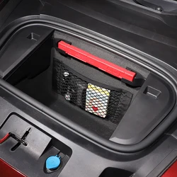 For Porsche Taycan 2019 2020 2021 2022 Polyester Black Car Trunk both sides Storage Mesh Bag Cargo Storage Net Car Accessories