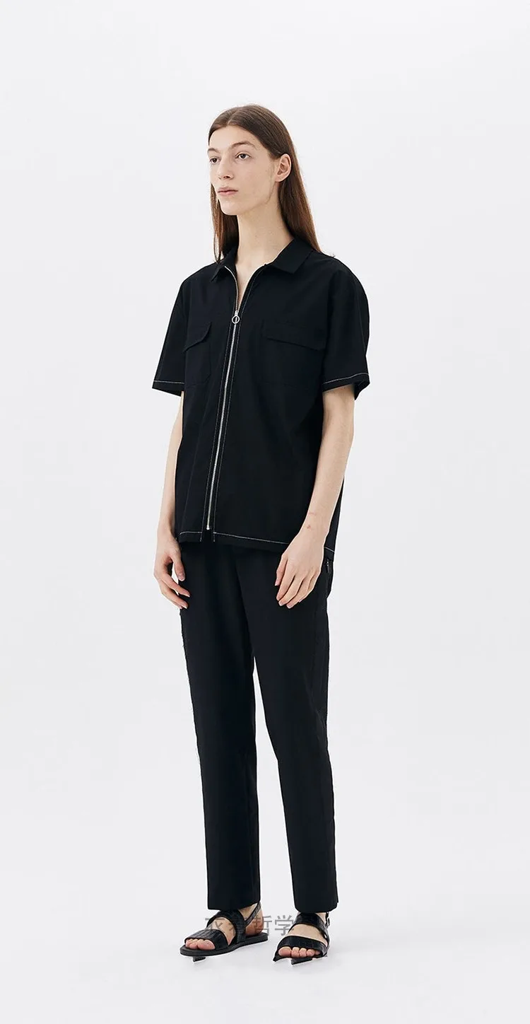 Tide Spring New Men's Loose Simple Lapel Zipper Shirts Personality Slim Short Sleeve Shirt Tops Male Loose Clothes Hombre Coats