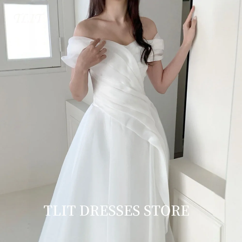 

TLIT Simple Fairy Chiffon Evening Dresses Strapless Photo Shoot Dresses Customized Korea Off Shoulder Wedding Reception Dresses