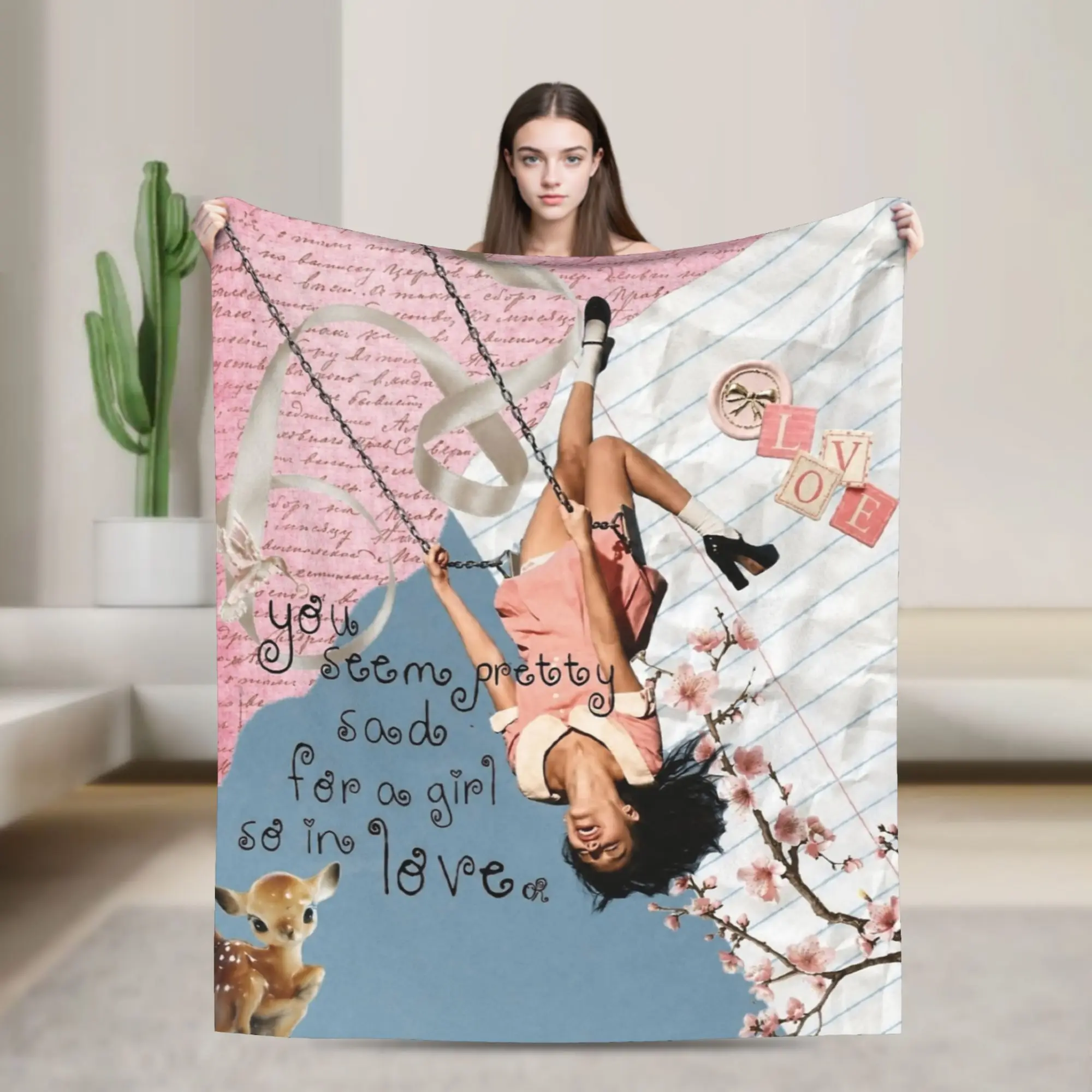 You Seem Pretty Sad for a Girl So in Love Blankets Hot Singer Fuzzy Vintage Breathable Throw Blankets for Coverlet Summer