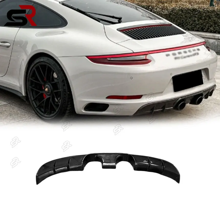 Carbon fibre rear bumper diffuser, exhaust lip splitter body kit for 2015-2018 Porsche Carrera 911, 991.2