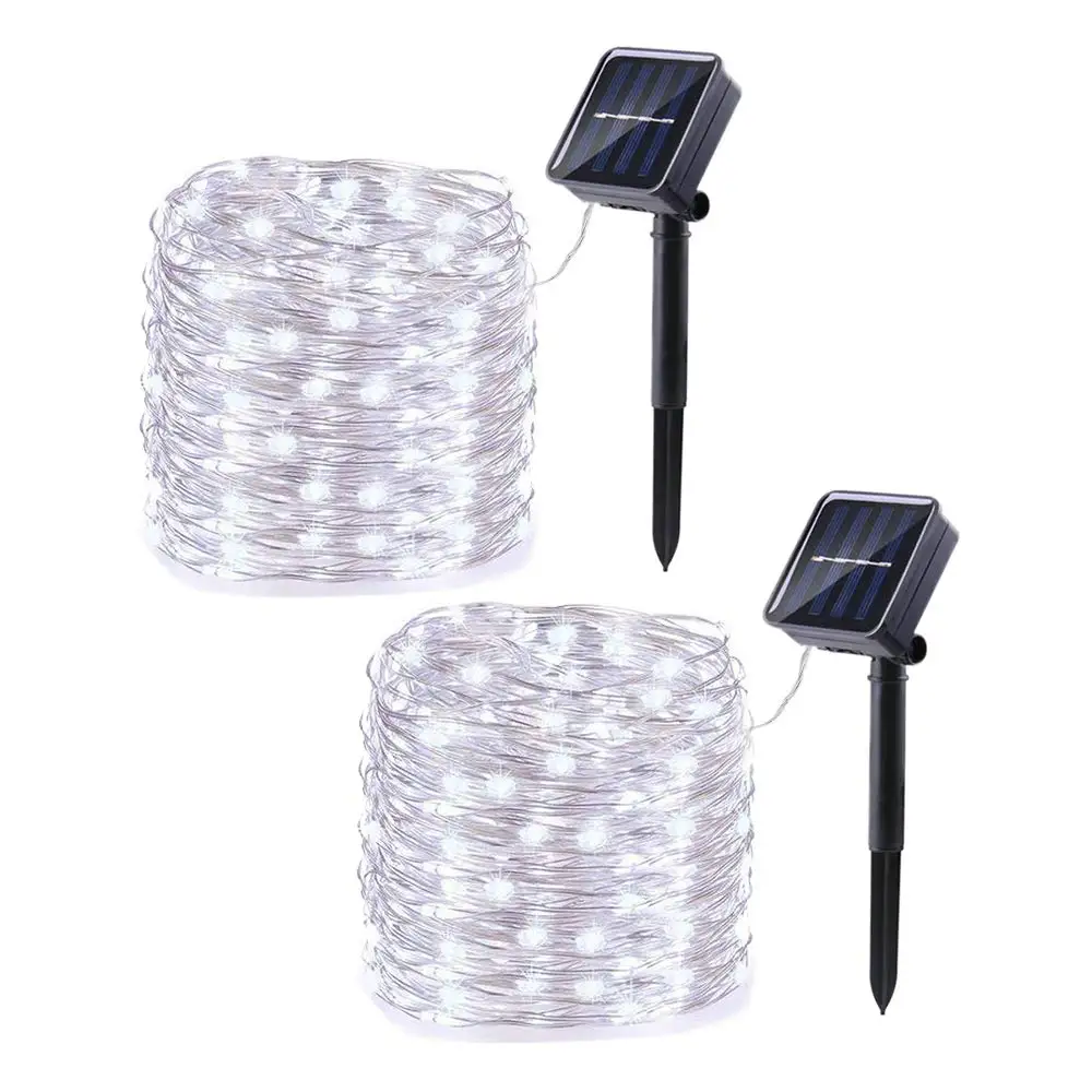 

2 Pack Total 144ft 400LED Solar Fairy Lights Waterproof 8 Modes Twinkle Lights for Garden Wedding Christmas Outdoor Decoration