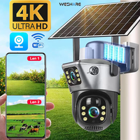 Outdoor Solar Powered Security Camera WiFi, 6MP 4K Dual Lens, PIR Motion, Long Battery Life, Night Vision CCTV V380