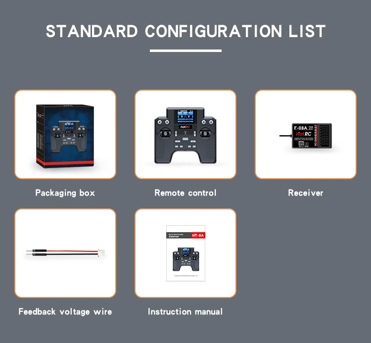 Hotrc HT-8A 2.4G 8CH Transmitter HT8A Long Range Remote Control with F-08A Receiver for RC Helicopter Aircraft Car Tank Robot