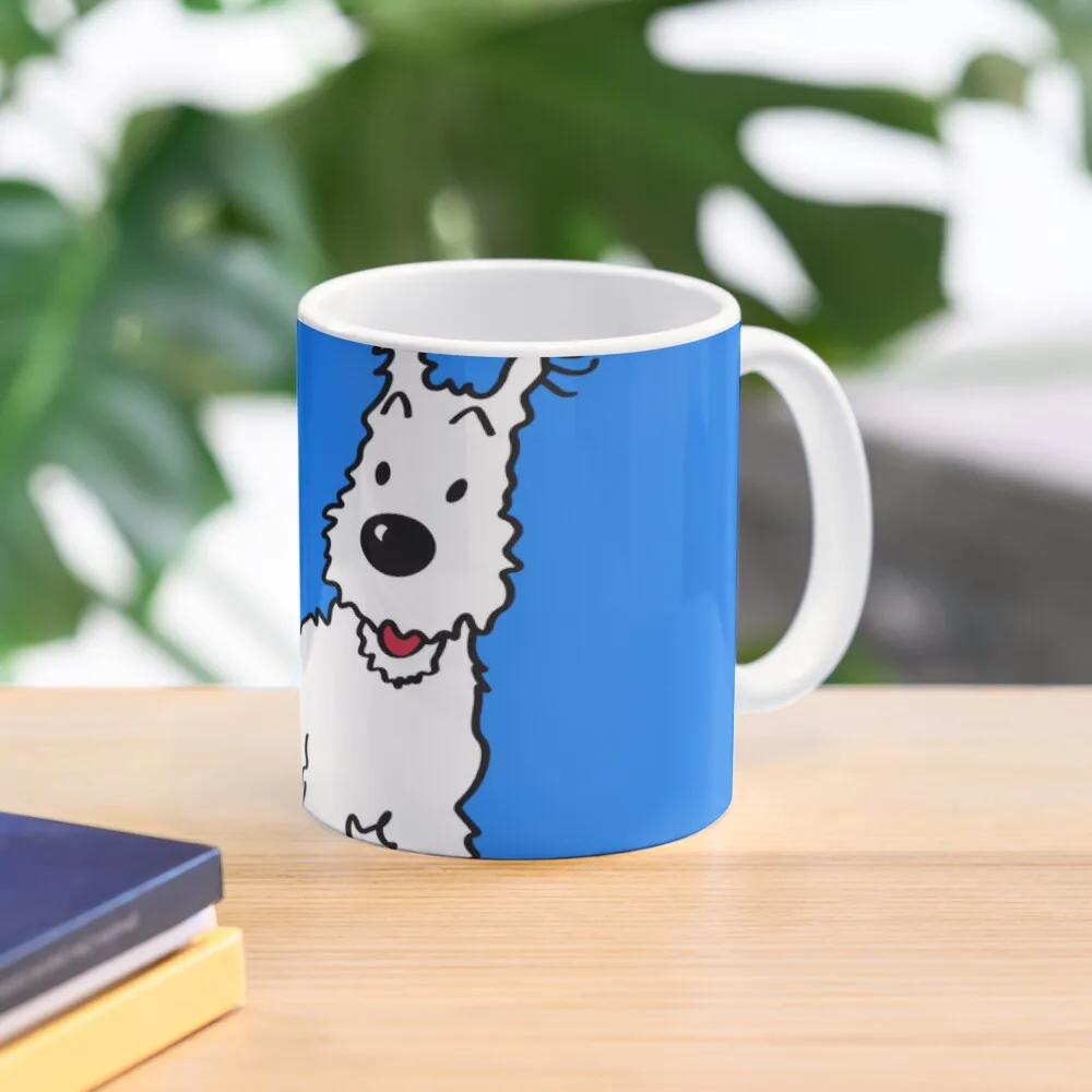 Snowy Dog Tin Tin Sticker Classic  Mug Cup Tea Printed Simple Image Handle Round Design Photo Gifts Picture Drinkware Coffee