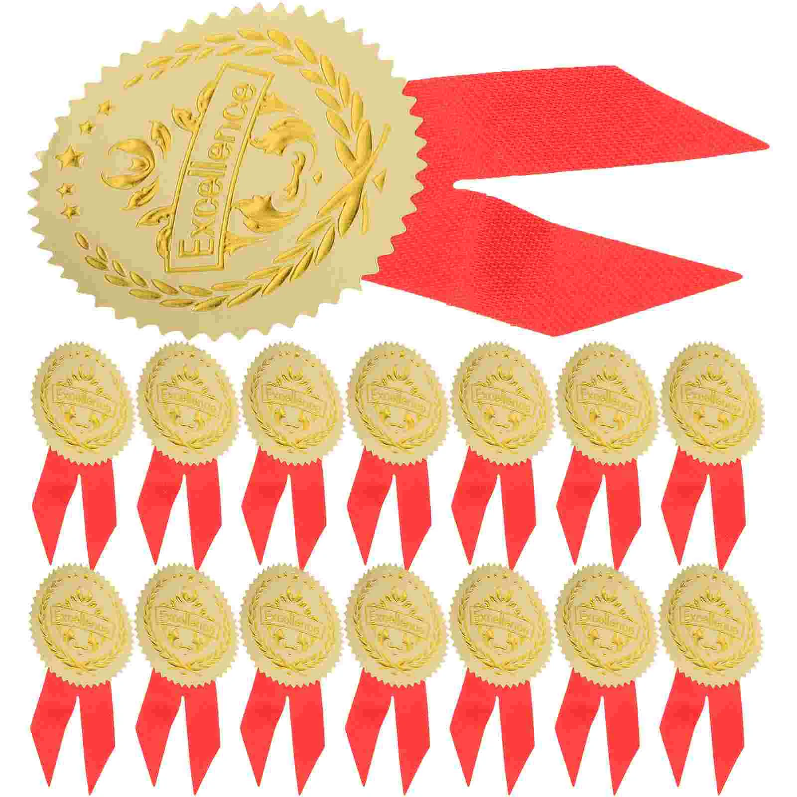 

36 Set Ribbon Award Stickers Graduation Commendation Label Sports Medals Awards For Kids Red Child