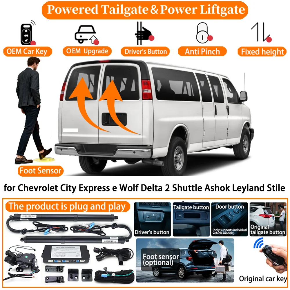 Sistema de portón trasero eléctrico para Chevrolet City Express, e Wolf Delta 2 Shuttle, Ashok Leyland Stile, kit de portón trasero eléctrico automático.