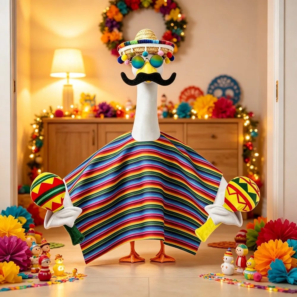 Festive Decor Full Outfit Vibrant Exotic Outdoor Ornament Atmosphere Accessory for 23 Inch Porch Goose Yard Lawn Decoration