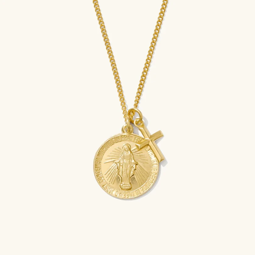 14K Gold Filled Statement Virgin Mary Cross Necklace Minimalist Cross Necklace Hypoallergenic Tarnish Resistant Gift for Women