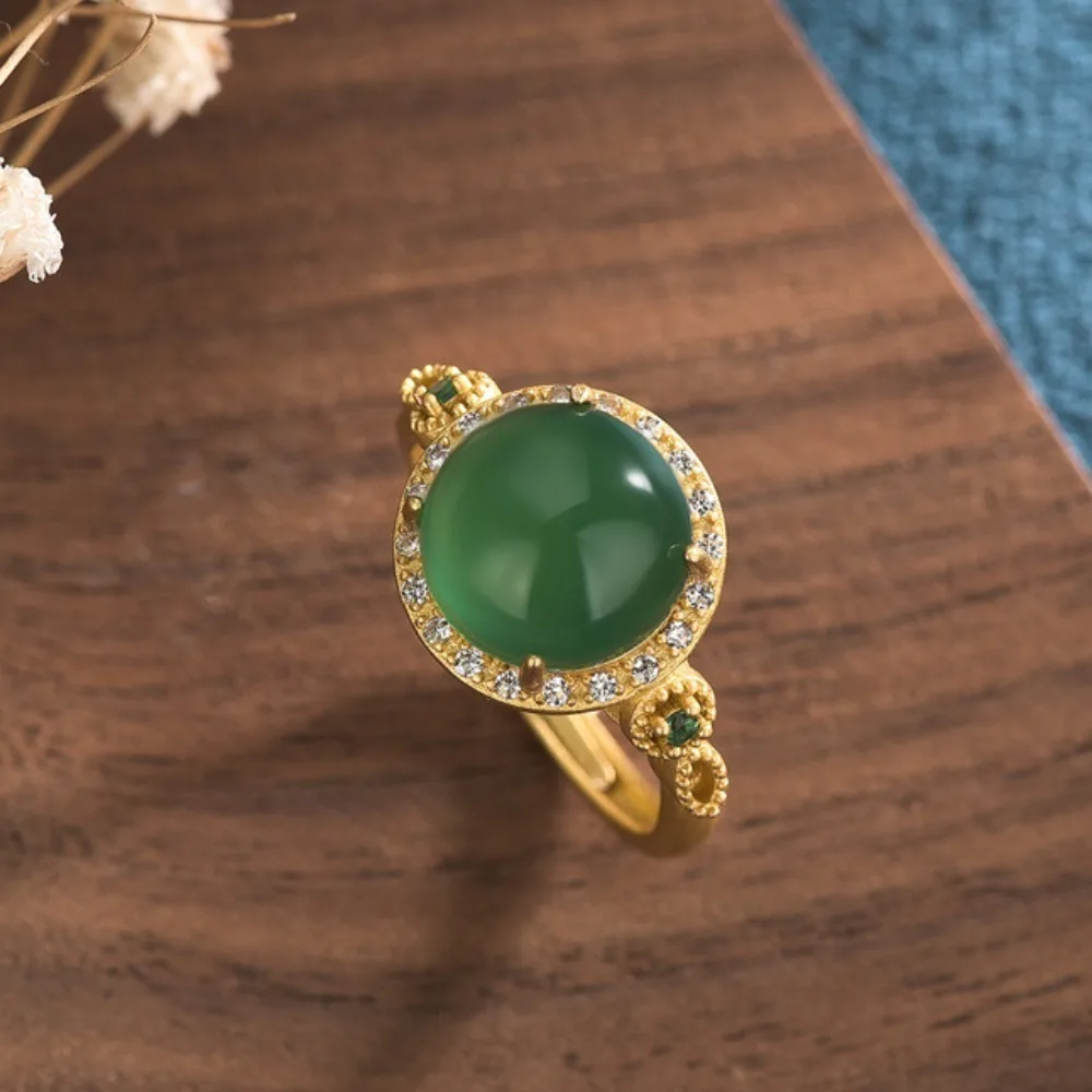 SEREIN-Anillo de Esmeralda Vintage para mujer, joyería clásica y elegante para boda, regalo de cumpleaños y vacaciones