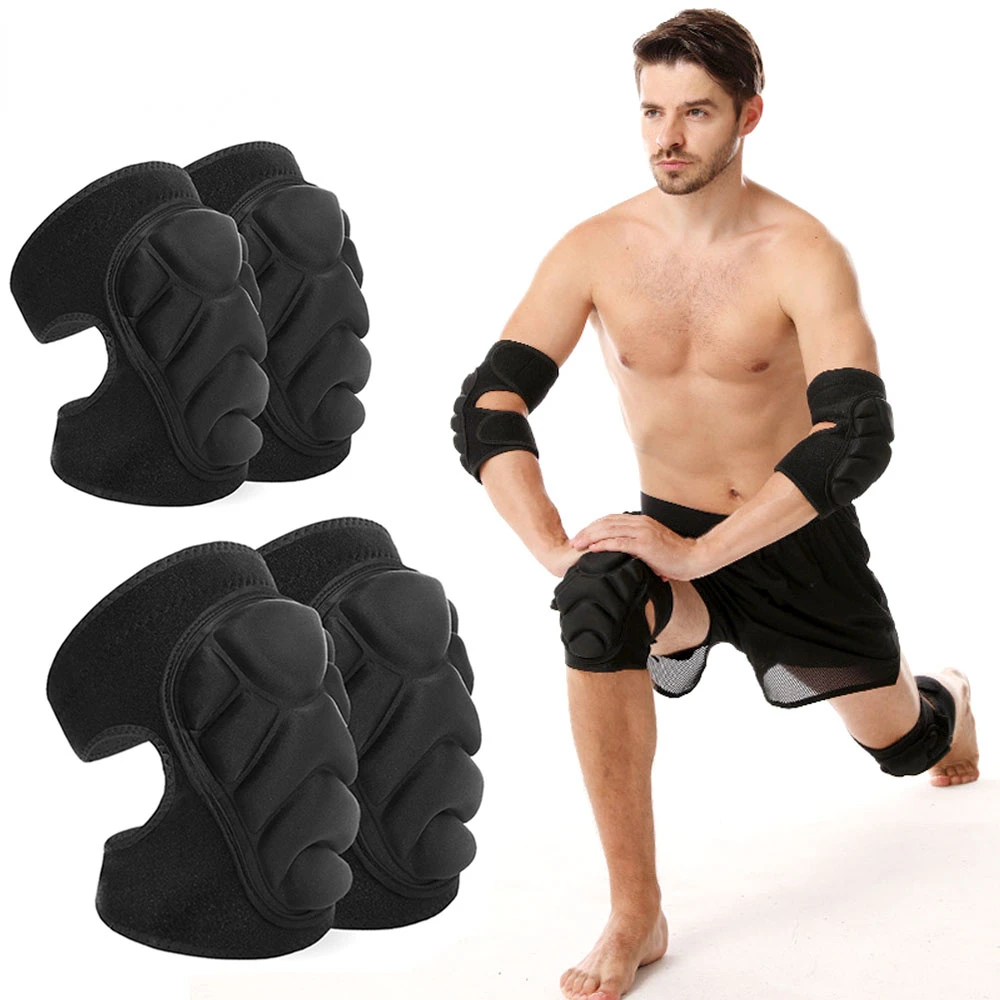 1Pair Knee Elbow Pads Thick Sponge Collisioned Kneepads for Work Sports Basketball Wrestling Football Volleyball Running Cycling