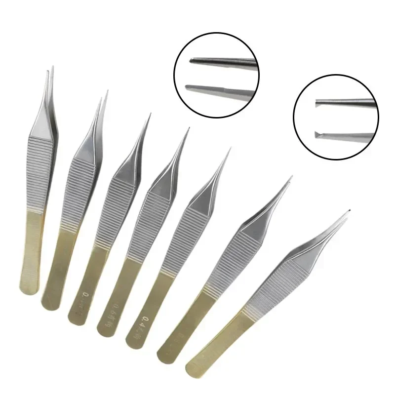 1pcs Ophthalmic Teeth Forceps Tissue Forceps Stainless Steel Autoclavable Ophthalmic Surgery Instrument Golden Handle