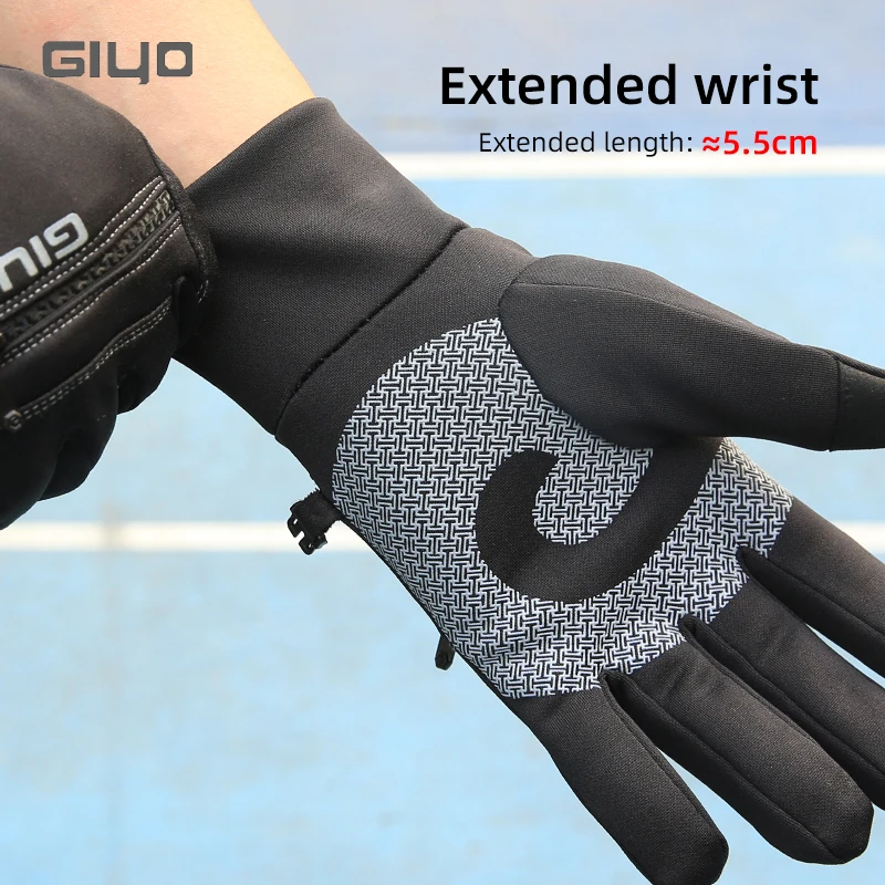 GIYO Thermal Winter Bicycle Full Finger Gloves Men Women Touch Screen Anti-slip Windproof Gloves Cycling Mittens With Key Pocket