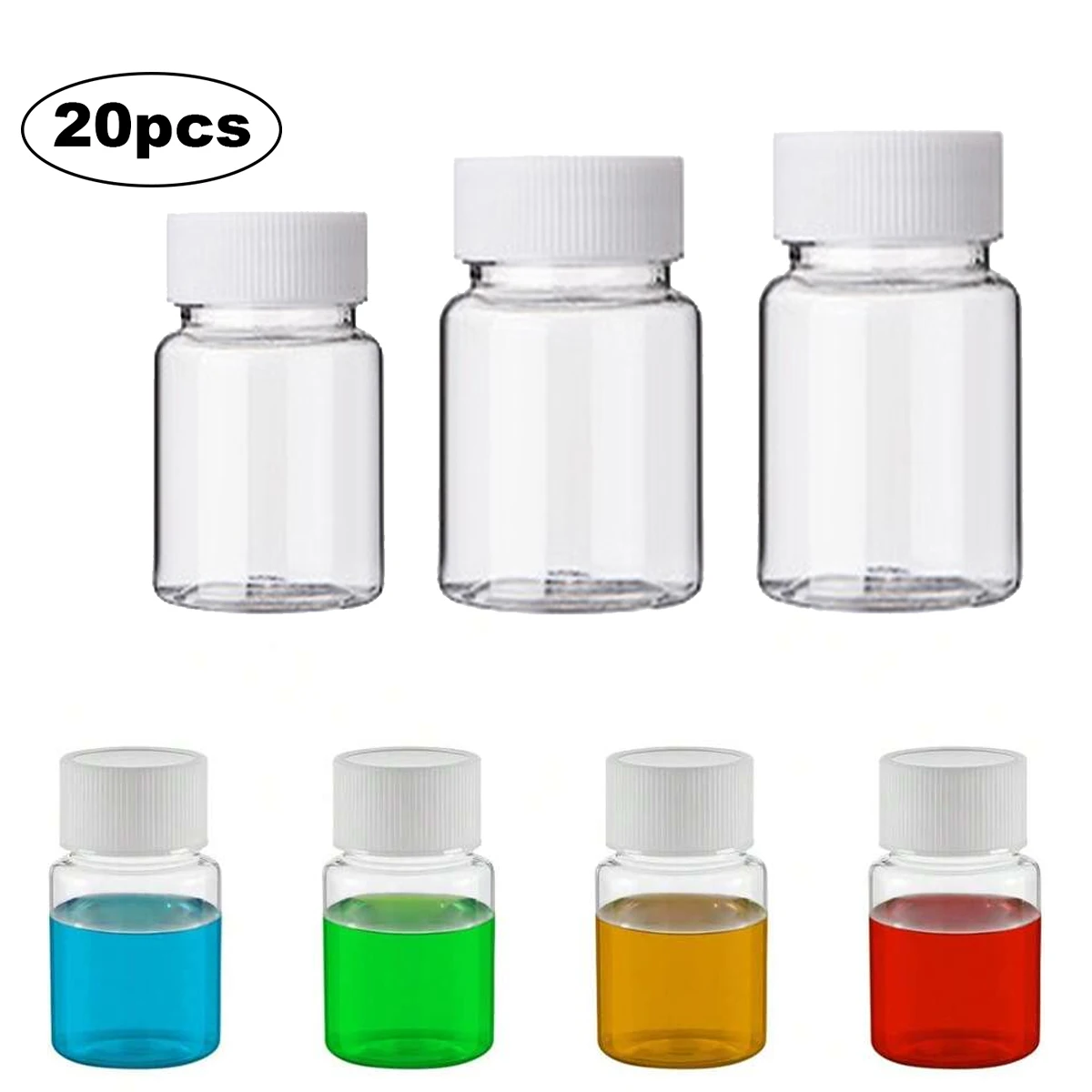 

Food grade 20/30/50ml Empty Clear square Plastic Pill Bottles Solid Powder Clear Medicine packing Bottles