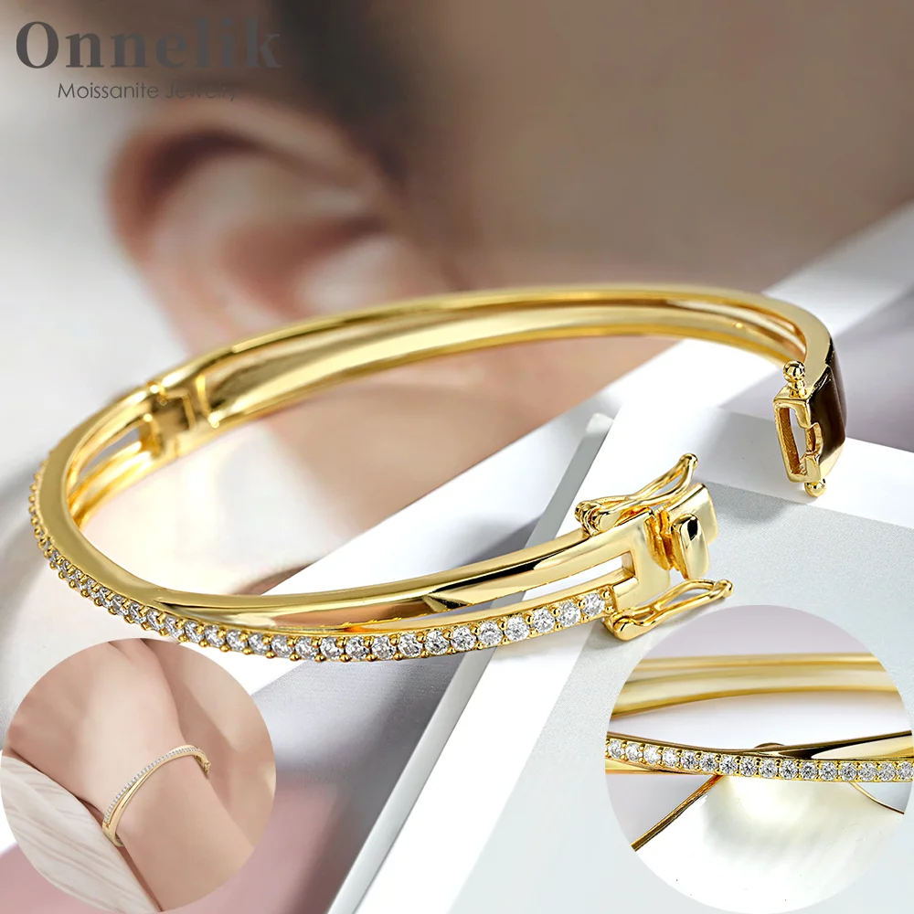 

Onnelik Full D VVS1 Moissanite Starry Cross Bangle S925 Stering Silver Bracelet for Women Wedding Party Luxury Fine Jewelry