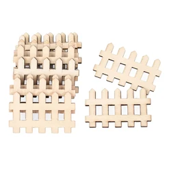 20/40pcs Laser Cut Wooden Fence Embellishment Blanks Wood Ornaments DIY Unfinished Garden Fence Crafts Wedding Party Decoration