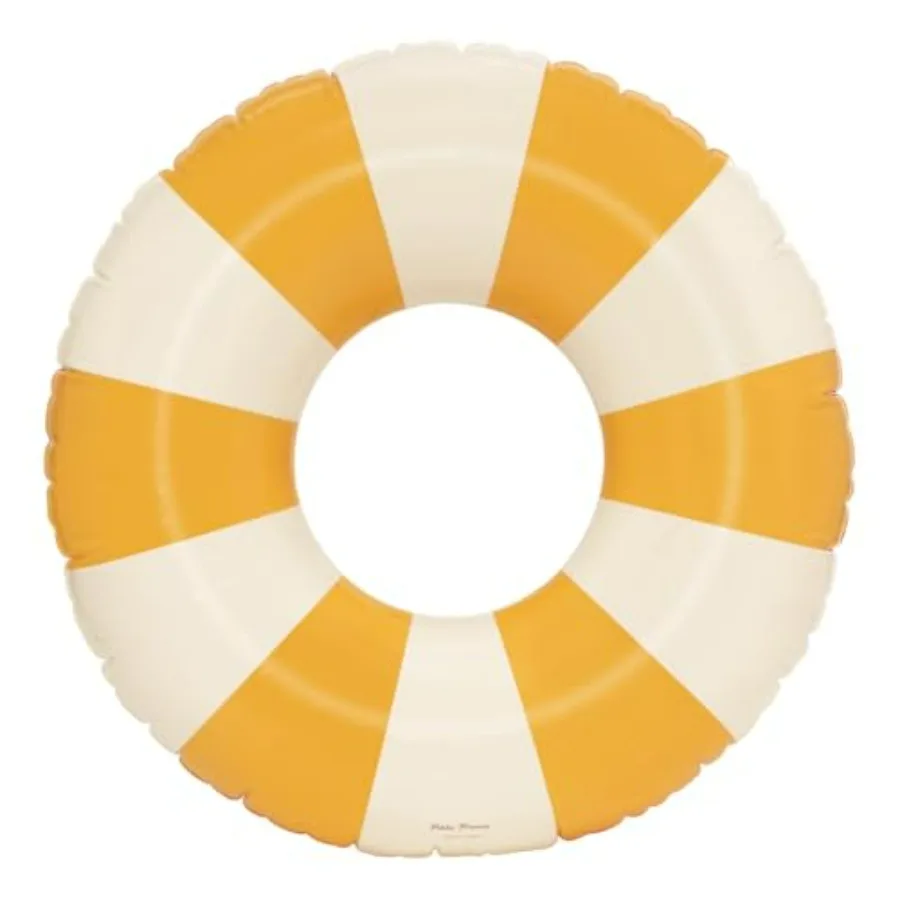 

Inflatable Swimming Ring for Adults - Durable PVC Inner Tube, Handprinted Classic Striped Design Pool Float, Soft Comfort Seami