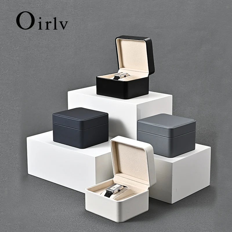 

Oirlv Premium PU Leather Watch Storage Box Single Watch Gift Box with Pillow Travel Portable Flip-Top Watch Organizer Display