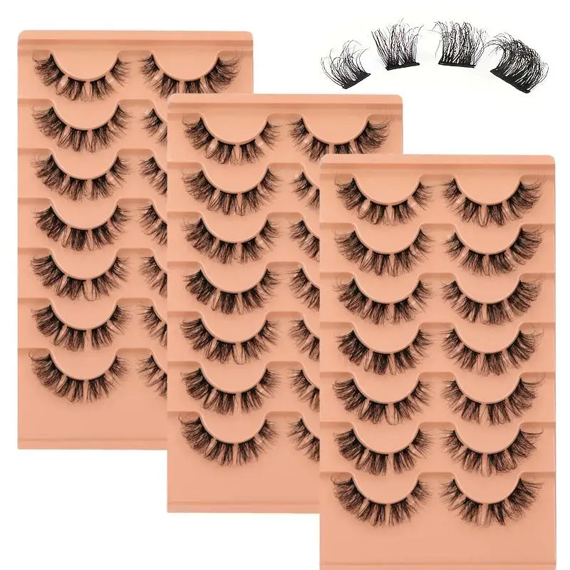 3 boxes of 21 pairs of natural clustered eyelashes, D-roll eyelash extension cords, fake eyelashes, DIY eyelash extension cords,