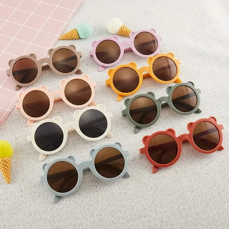 Bear Sunglasses Children Children Retro Round Frame Sunglasses For Boys Girls Vacation Party Decors photograph Props