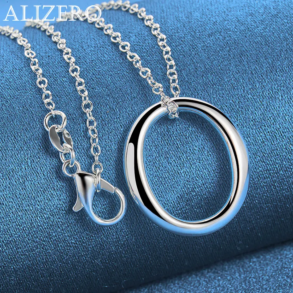 ALIZERO 925 الاسترليني قلادة فضية 16-30 بوصة ثعبان سلسلة جولة O قلادة القلائد للنساء الرجال خاتم هدايا مجوهرات أنيقة