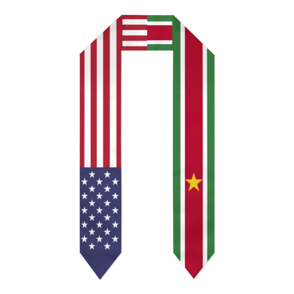 

Повязка на выпускной Суринам и США Флаг США палантин шали Градуированные повязки крабы международные студенческие подарки