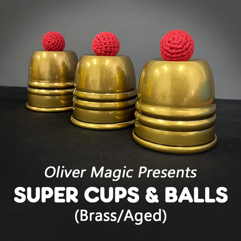 Super Cups and Balls (Brass/Aged) by Oliver Magic Tricks Chop Cup Ball Appear Vanish Magia Close Up Illusions Gimmicks Mentalism