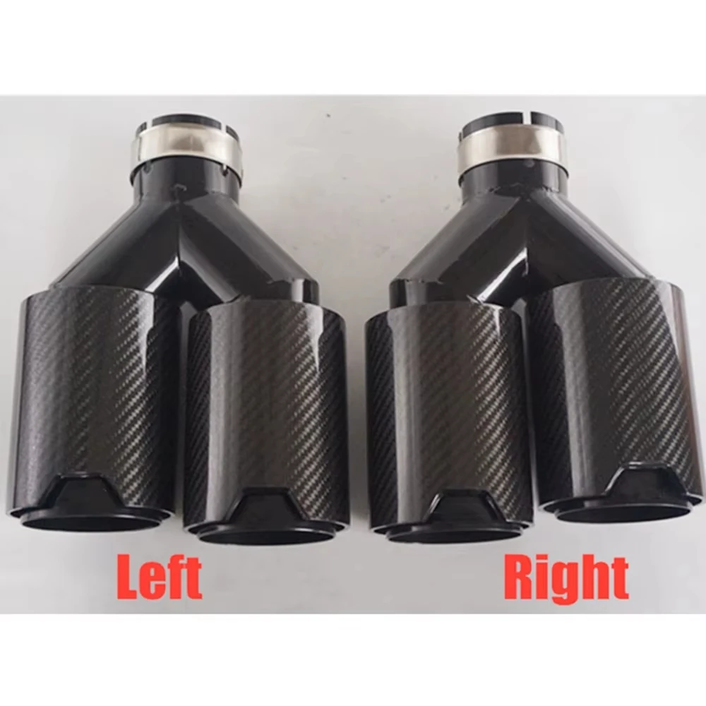 

Двухвыходный наконечник глушителя, черный, универсальный, из нержавеющей стали для M Performance, наконечники для выхлопных газов из углеродного волокна, концевые трубы для BMW Series
