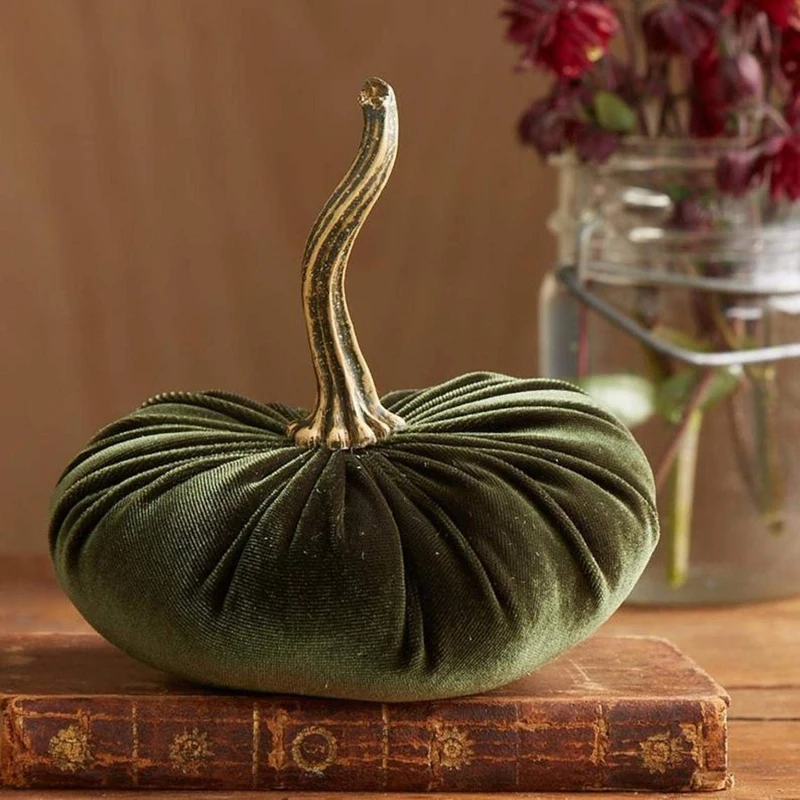 New-Autumn Decoration Of Pumpkin Country Simulation Pumpkin With Real Stem Soft Filling Cloth Pumpkin Halloween Decoration