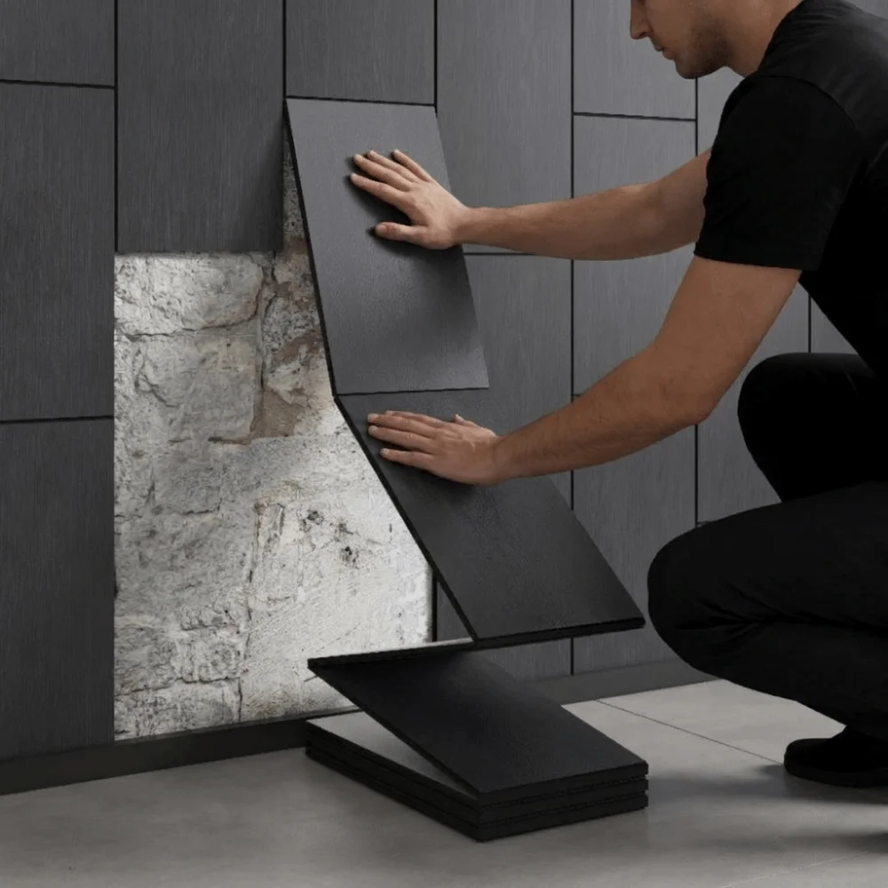 PVC 3D Wood Grain Wall Panels Oil Proof Removable Wood Grain Wall Tiles Waterproof Sound Insulation Peel and Stick Wallpaper