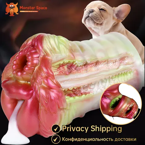 Fantasy Male Masturbator Animal Dog Monster Realistic Textured Adult sexx Toys for Men Dual Tunnels Silicone Pocket Pussyy HMYAD