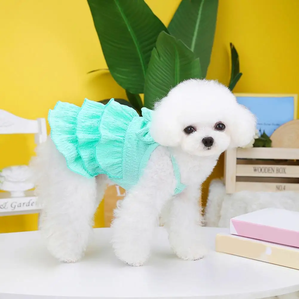 Dog Bowknot Dress  Soft   Pet Dress Pet Dog Layered Hem Bowknot Dress