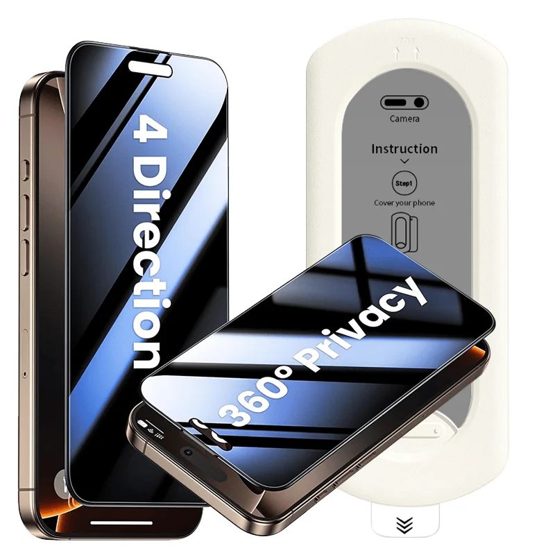 Protector de Pantalla de Privacidad para iPhone 18 17Pro Max/16 pro 15 Vidrio Templado Polvo 360 Privacidad Anti-Espionaje Instalación Simple Película