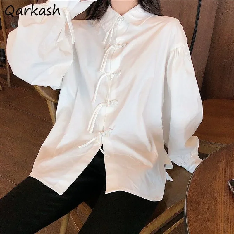 

Shirts Women Girlish Fashion Casual Single Breasted Female Simple Cozy Preppy Japan Style Student Mujer Blusas Solid Autumn Fit