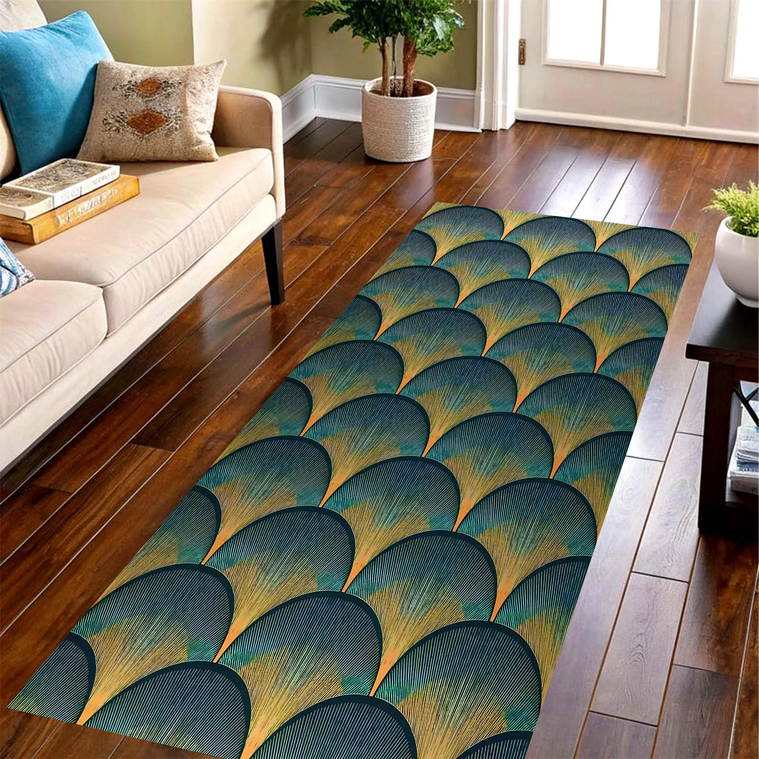 Teal Scale Geometric Long Runn - đánh giá và giá Commercial Kitchen Tile Flooring