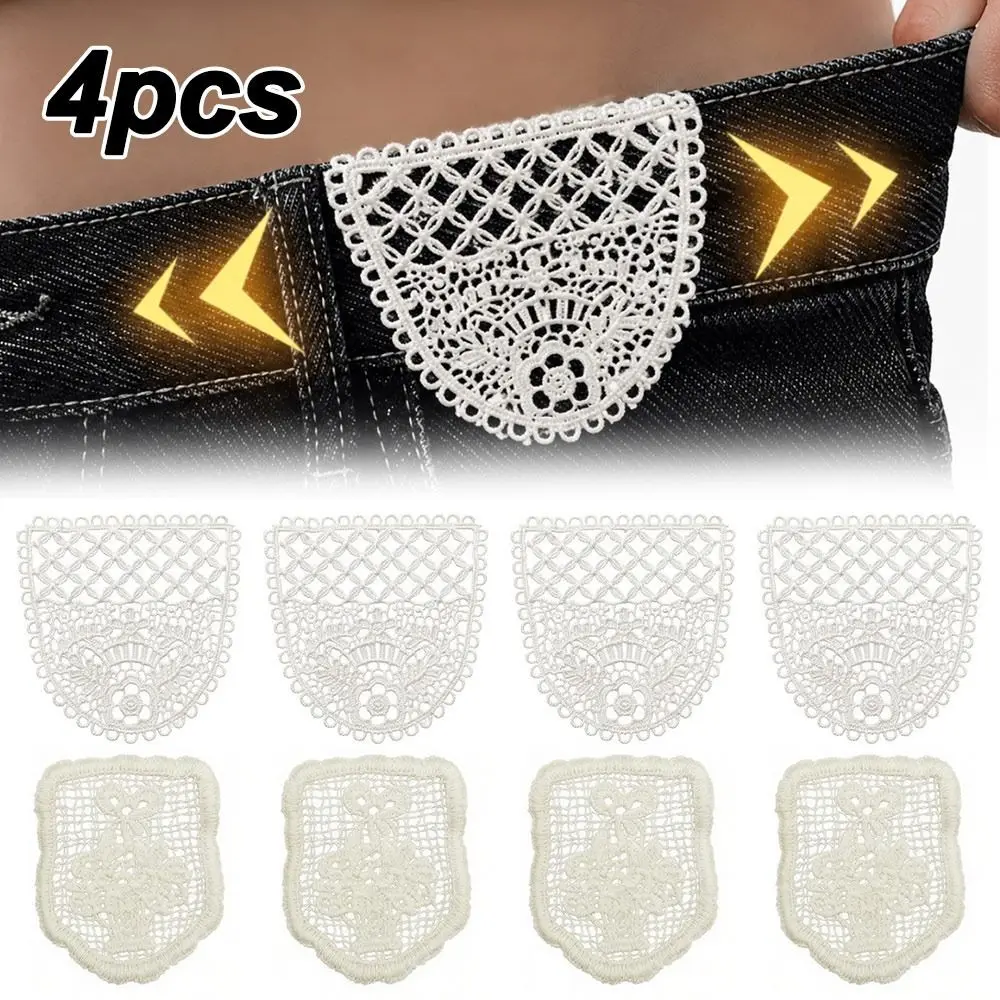 4Pcs New Cotton Jeans Waist Expander Maternity Adjustment Waist Band Hollow Lacework Garment Accessories DIY Apparel Sewing Tool